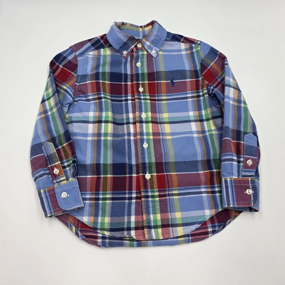 Ralph Lauren boys' plaid oxford button down size 4T